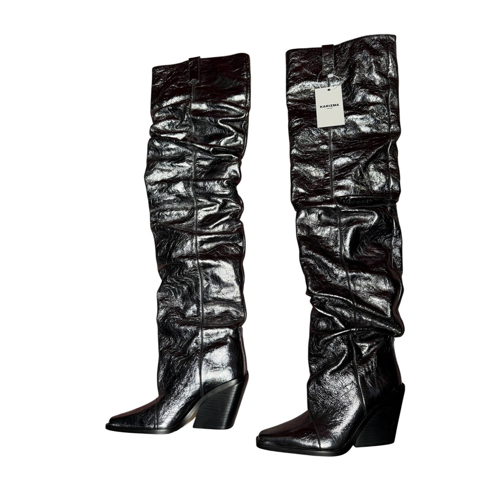 Michael Kors Metallic Slouchy Over-the-Knee thigh high Boots Gunmetal Silver 6M